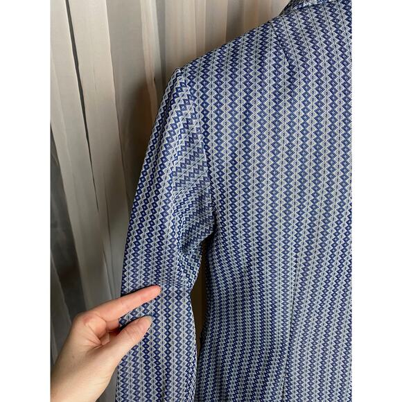 blazer blue geometric double knit polyester blue - Picture 14 of 14